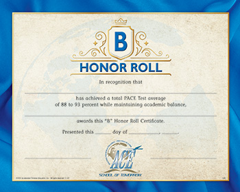 Honor Roll Certificate 88-93 Pkg 10